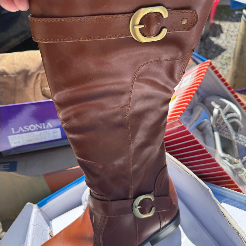 Onia Chestnut Buckle Knee-High Boots